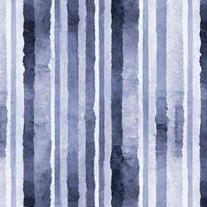 Watercolor Stripes In Neutral Navy And Denim Colors Smaller Scale