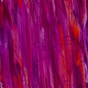 Hand painted painterly vertical abstract stripes, buttery oil acrylic paint 12” repeat deep pink, barbie core, orange, deep pink