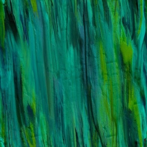 Hand painted painterly vertical abstract stripes, buttery oil acrylic paint 12” repeat teal, green, indigo