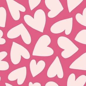 Hearts / medium scale / hot pink pattern design for kids love