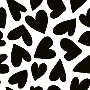 Hearts / medium scale / black and white pattern design for kids love