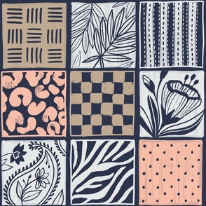 Mix and match Pattern sketches navy, white, sand, peach