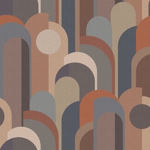 Abstract Cityscape beige brown terracotta grey