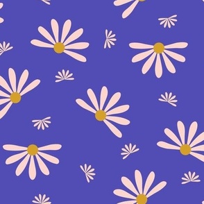 Blue Half-Daisies Pattern