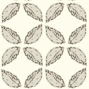 cream and beige geometric leaves larger scale 