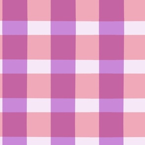 Large Checkerboard, Gingham plaid in Light Pink and Magenta