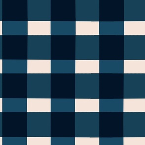 Large Checkerboard, Gingham plaid in Indigo Blue