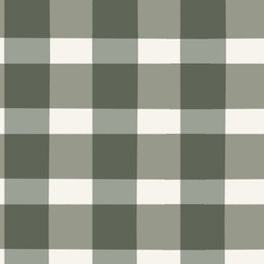 Large Checkerboard, Gingham plaid in powdery green and sage green