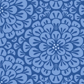 Overlapping dahlia flowers/vibrant blue/large