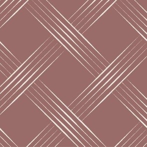 thin lined lattice _ copper rose pink_ creamy white _ geometic weave