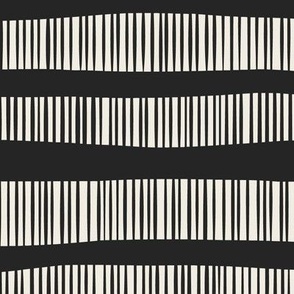 Wonky Striped Stripes | Creamy White, Raisin Black | Geometric