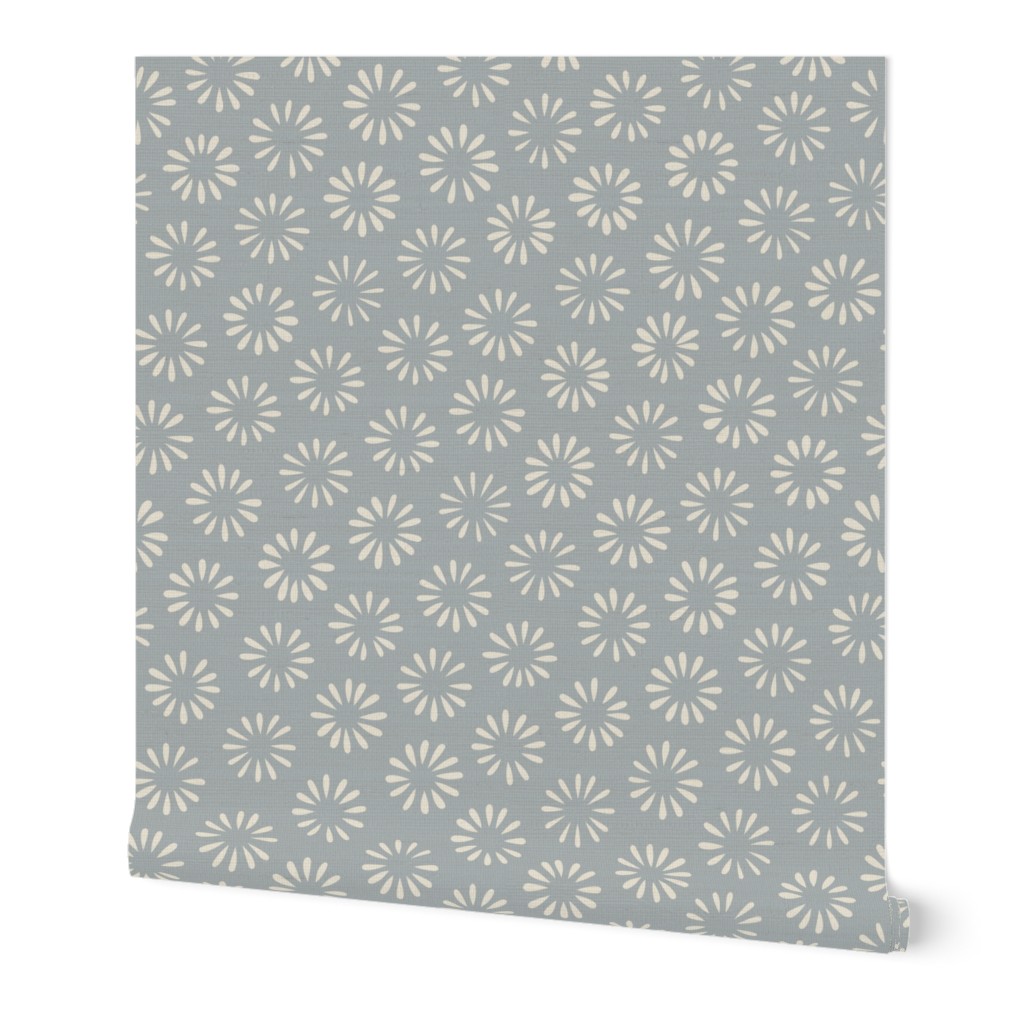 Small Hand Drawn Flowers | Creamy White, French Gray 02 | Floral