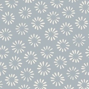 Small Hand Drawn Flowers | Creamy White, French Gray 02 | Floral