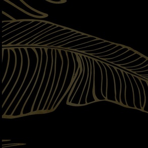 Mural PANEL 02 - Glam Black and Gold Tropical Leaves