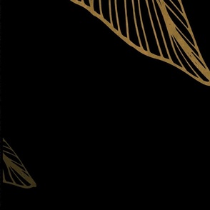 MURAL PANEL 03 - Glam Black and Gold Tropical Leaves 