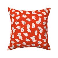 Cute ghosts scatter pattern - orange red - SMALL