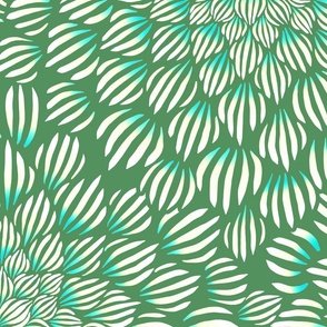 Succulent Doodle Mandala Print - Bright Greens - Large Scale