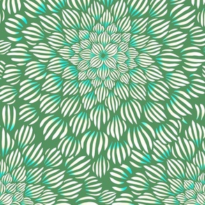 Succulent Doodle Mandala Print - Bright Greens - Medium Scale