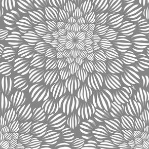Succulent Doodle Mandala Print - Soft Grey - Medium Scale