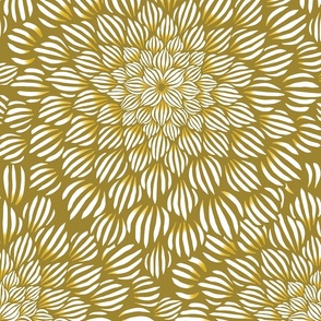 Succulent Doodle Mandala Print - Yellow Ochre - Medium Scale