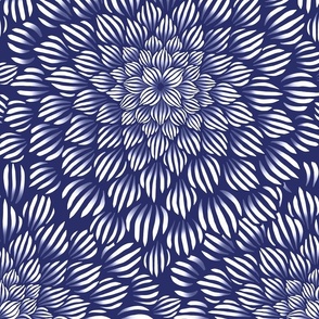 Succulent Doodle Mandala Print - Navy - Medium Scale
