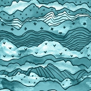 Dolly Mountains in Turquoise - Medium Scale 