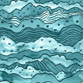 Dolly Mountains in Turquoise - Small Scale 