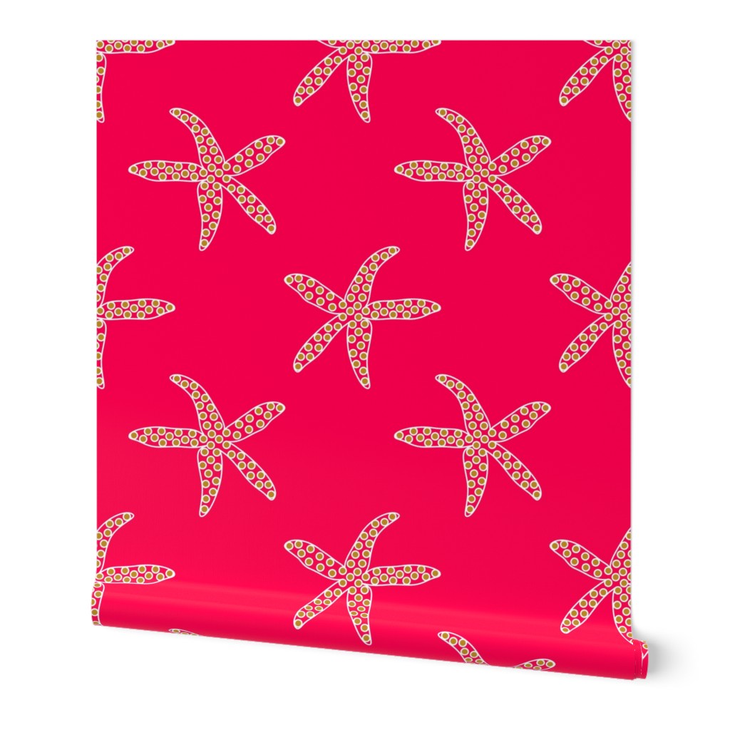 Dancing gold white seastar in deep coral water - Fisch and Friends Collection (medium)