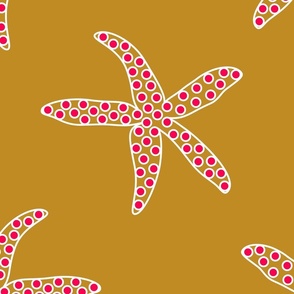Dancing coral white seastar in deep gold water - Fisch and Friends Collection (large)