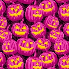 Jack-o-lanterns in hot pink. Small scale