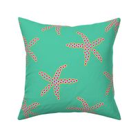 Dancing coral yellow seastar in deep mint water - Fisch and Friends Collection (medium)