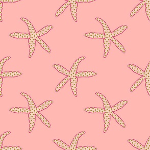 Dancing gold coral seastar in deep rose water - Fisch and Friends Collection (medium)