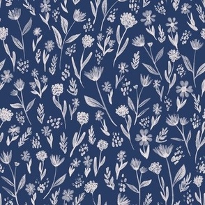 Fiona Floral Navy blue and ivory coastal classic