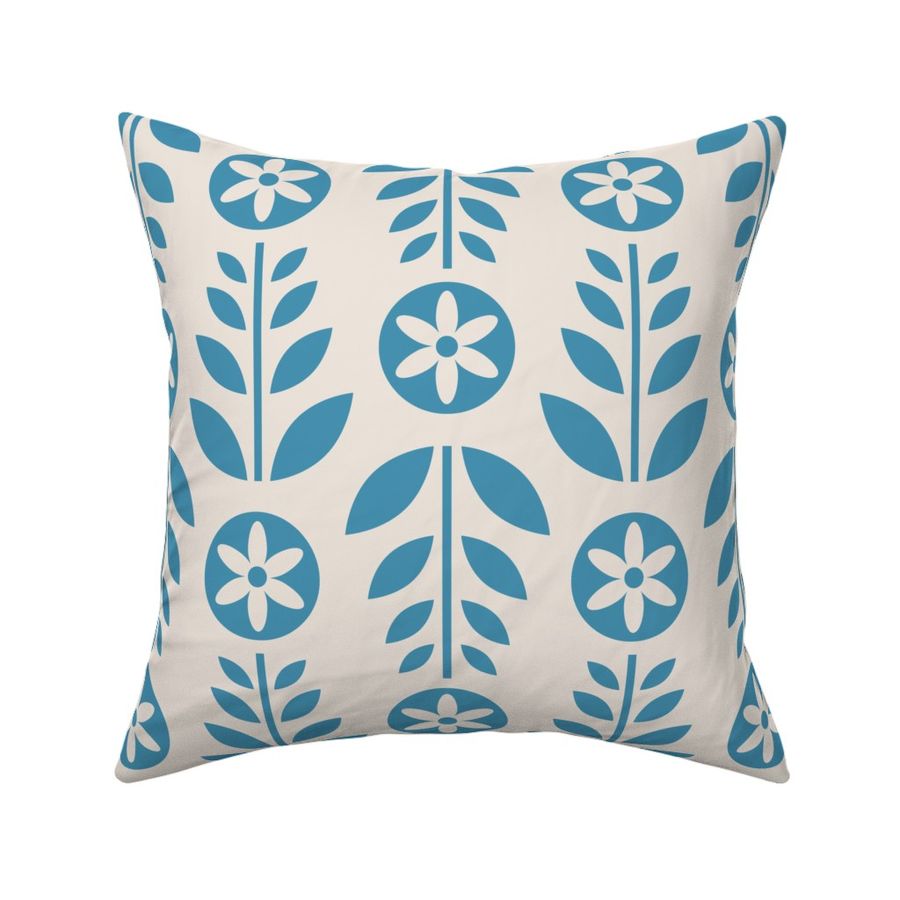 Scandinavian Retro Flowers Light Blue Large 