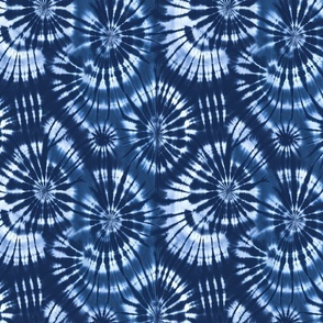Fashionable Indigo Blue Tie Dye Retro Pattern Smaller Scale
