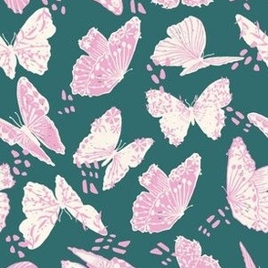 Dreamy Butterflies - teal - small scale. 