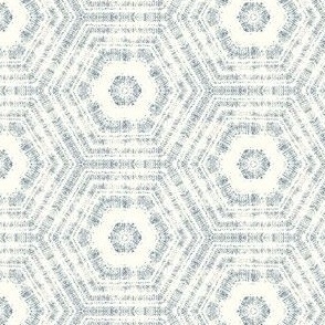 small textured abstract hexagon tessellation // indigo denim on cream