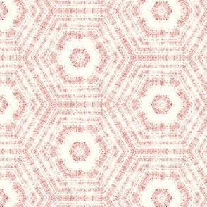 small textured abstract hexagon tessellation // raspberry on cream