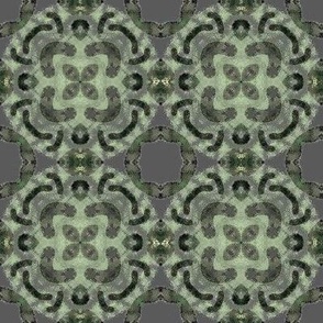 tribal check ornate - green grey