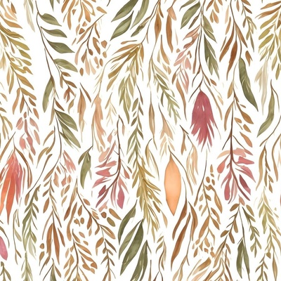 Spoonflower Fabric - Pattern Bright Boho Watercolor Feather