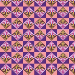 Retro Modern - OP Art Diamonds - Checker Board - Tiles - Pink - Purple