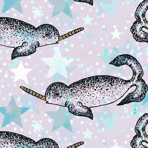 Narwhal Dreams - Pastel Stars and Narwals - Sweet Dreams Bedding