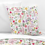 Spring for Wildflowers on White Floral Pattern