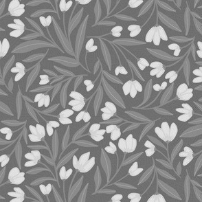 Enchanted Vines: A Tapestry of Tangled Florals on a Gray Background
