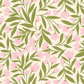 Enchanted Vines: A Tapestry of Tangled Florals on Beige Background