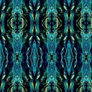 Ghostly whispy shining mirrored rock stripes 6” repeat teal, indigo and turquoise