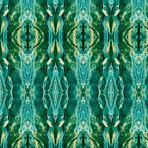 Ghostly whispy shining mirrored rock stripes 6” repeat greens, teals yellow  hues