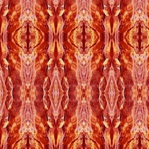 Ghostly whispy shining mirrored rock stripes 6” repeat red, yellow and orange hues