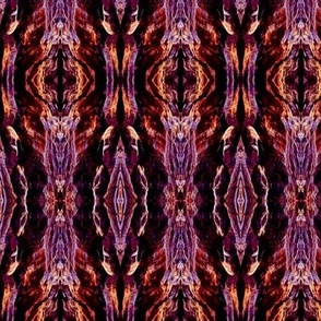 Ghostly whispy shining mirrored rock stripes 6” repeat red and orange hues