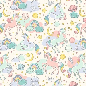 Unicorn and the amazing pastelcolored dream